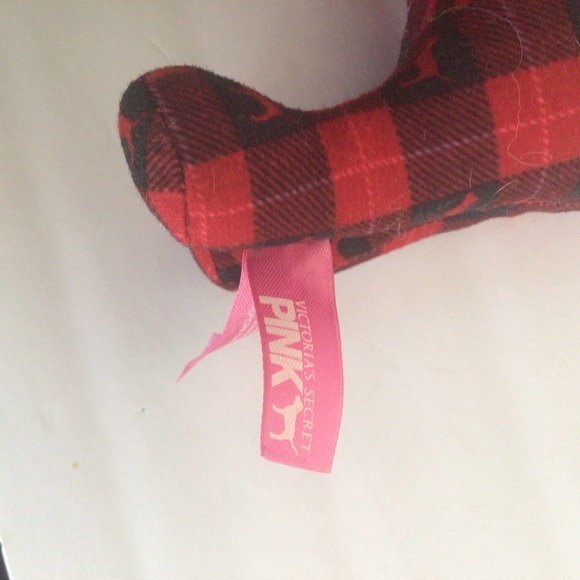 PINK VICTORIAS SECRET BUFFALO PLAID MINI DOG WITH SCARF - Picture 11 of 14